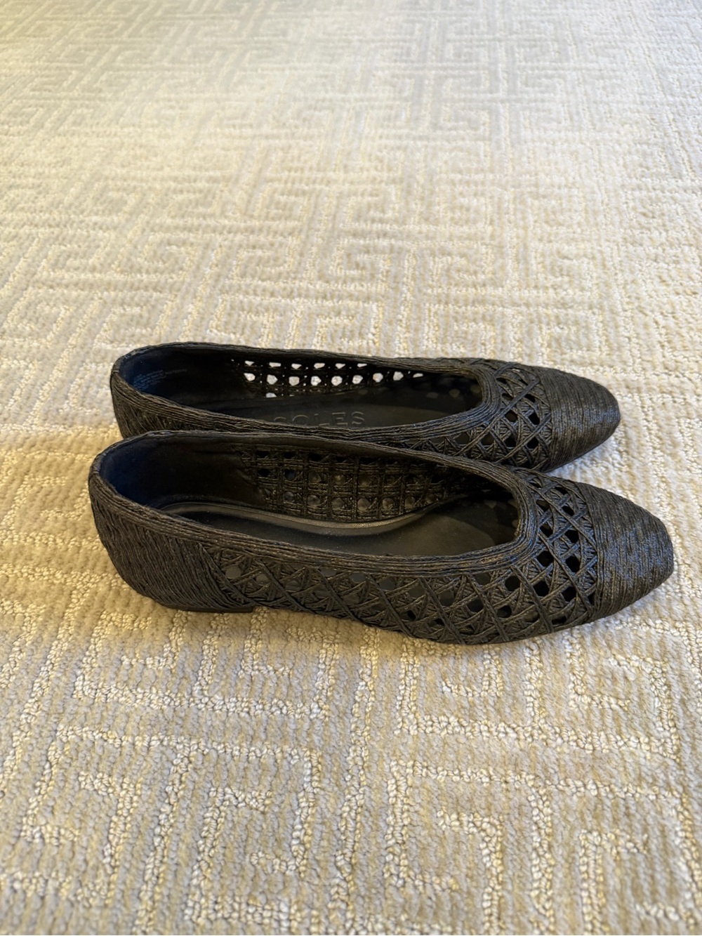 AEROSOLES Black Woven Pointed Toe Flats